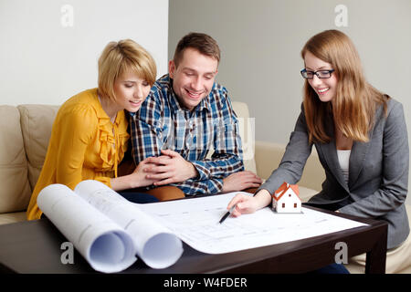 Consultant explaining home project. Stock Photo