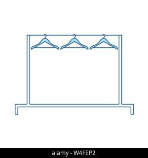 Clothing Rail With Hangers Icon. Thin Line With Blue Fill Design. Vector Illustration. Stock Vector