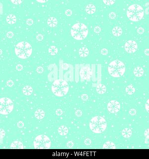 Hand drawn abstract white Christmas snowflakes on ice blue background vector seamless pattern. Winter Holiday Scandinavian Nordic Festive Print. Morni Stock Vector