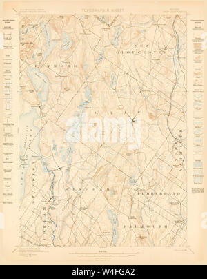 Maine USGS Historical Map Gray 306588 1898 62500 Restoration Stock Photo