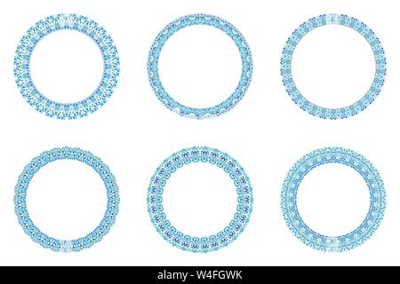 Geometrical abstract floral wreath set - round vector elements on background Stock Vector