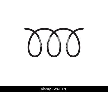 Black spiral flexible wire elastic on white Stock Vector