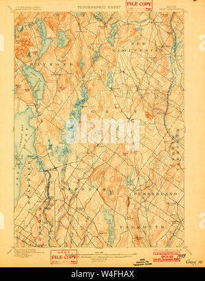 Maine USGS Historical Map Gray 807516 1898 62500 Restoration Stock Photo