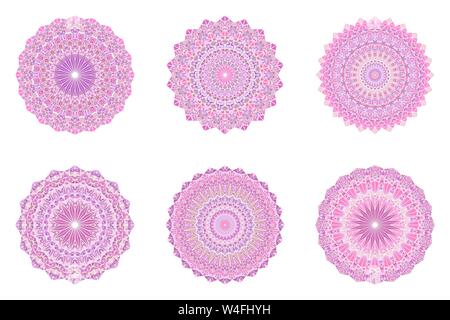 Ornate triangle ornament mandala set - polygonal circular round abstract vector designs from mosaic triangles Stock Vector