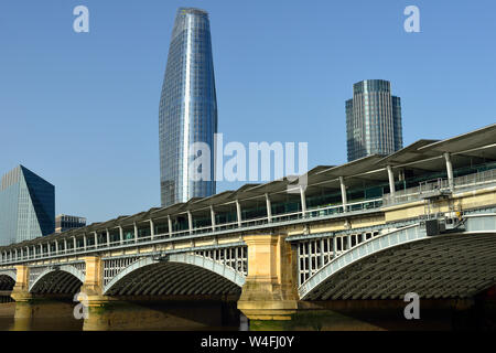 One Blackfriars, South bank tower and Blackfriars Railway Bridge, London, United Kingdom Stock Photo