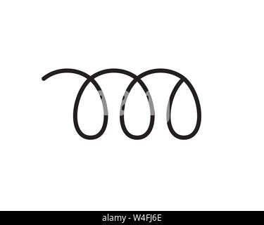 Black spiral flexible wire elastic on white Stock Vector