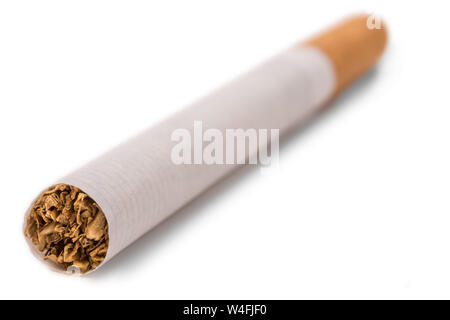 Cigarette isolated in front of white background in sharpness gradient Stock  Photo