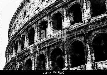 The Colosseum, named by the ancient Romans 'Anphitheatrum Flavlum', was built by Emperor Vespasian, in 72 d.c. about, and inaugurated by his son Tito Stock Photo