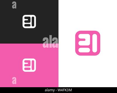 Abstract number 3 logo in square rounded shape Stock Vector