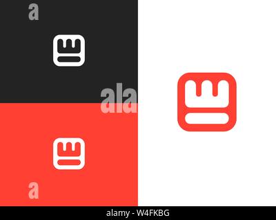 W Letter Icon in square rounded shape. Crown symbol Stock Vector