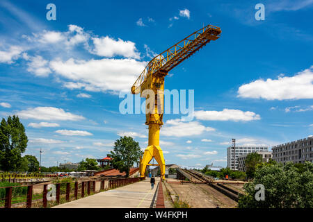 Nantes, the yellow Titan crane, Lore Atlantique department, Pays de la Loire, France Stock Photo