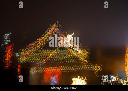 Bright abstract spiral patterns from colored light strips, Sahapur jat Delhi, 26 October 2011 Stock Photo