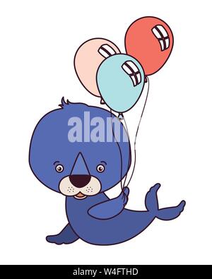 cute lion circus with balloons helium Stock Vector Image & Art - Alamy