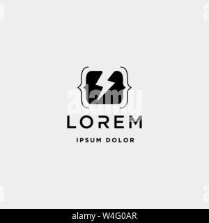 coding flash logo design vector programmer thunder symbol icon Stock Vector