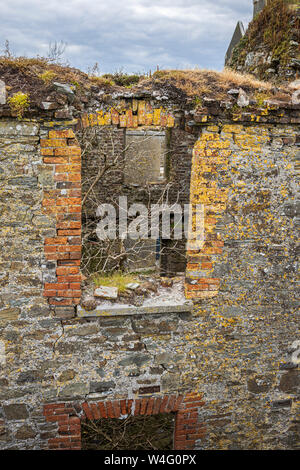 Collapsing window and walls in Charlesfort, Summercove, Kinsale, County Cork, Ireland, Stock Photo