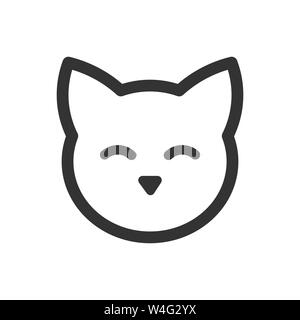 Happy cat emoji black vector concept icon. Happy cat emoji flat ...