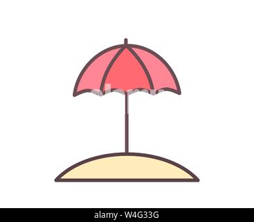 Sun umbrella parasol on the beach icon. Summer time. Stock Vector
