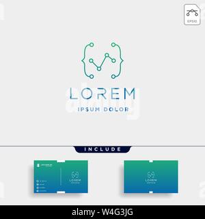 coding digital logo design template vector programmer connect lineart symbol icon Stock Vector