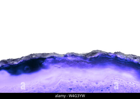 Abstract background, blue agate slice mineral cross section isolated on white background Stock Photo