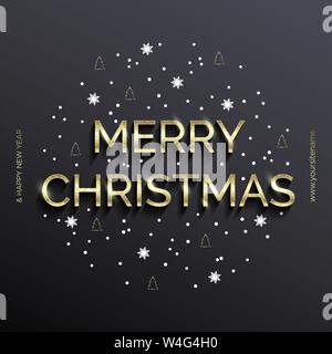 Golden text on black background. Merry Christmas Stock Vector