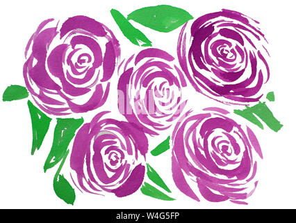 Watercolor rose floral pattern, delicate flowers, pink Roses flowers Stock Photo