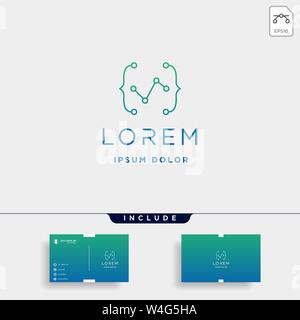 coding digital logo design template vector programmer connect lineart symbol icon Stock Vector