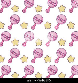 pattern of jingle bells baby with stars vector illustration design Stock Vector