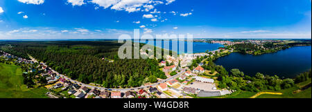 Germany, Mecklenburg-Western Pomerani, Mecklenburg Lake District, Waren an der Mueritz, Aerial view with Mueritz, Koelpinsse and Feisnecksee Stock Photo