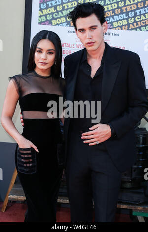 HOLLYWOOD, LOS ANGELES, CALIFORNIA, USA - JULY 22: Actress Vanessa Hudgens and boyfriend/actor Austin Butler arrive at the World Premiere Of Sony Pictures' 'Once Upon a Time In Hollywood' held at the TCL Chinese Theatre IMAX on July 22, 2019 in Hollywood, Los Angeles, California, United States. (Photo by Xavier Collin/Image Press Agency) Stock Photo