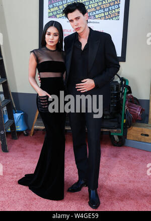 HOLLYWOOD, LOS ANGELES, CALIFORNIA, USA - JULY 22: Actress Vanessa Hudgens and boyfriend/actor Austin Butler arrive at the World Premiere Of Sony Pictures' 'Once Upon a Time In Hollywood' held at the TCL Chinese Theatre IMAX on July 22, 2019 in Hollywood, Los Angeles, California, United States. (Photo by Xavier Collin/Image Press Agency) Stock Photo