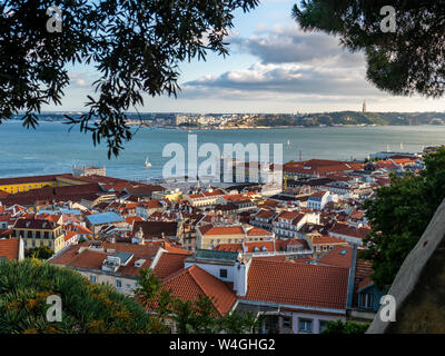 View over the city from Miradouro da Nossa Senhora do Monte, Lisbon, Portugal Stock Photo