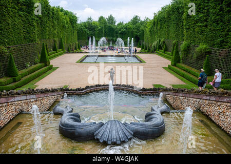 Grove of the Three Fountains viewed from the upper pool - Palace of Versailles Gardens, Yvelines, Île-de-France region of France Stock Photo