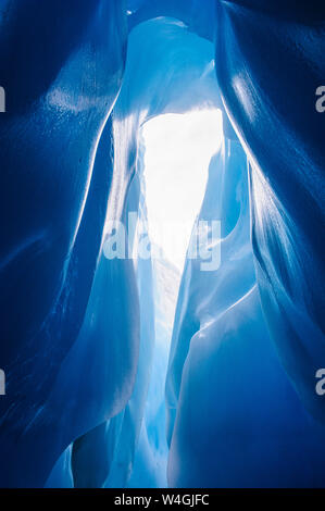 Blue ice in an ice cave in the Fox Glacier, South Island, New Zealand Stock Photo