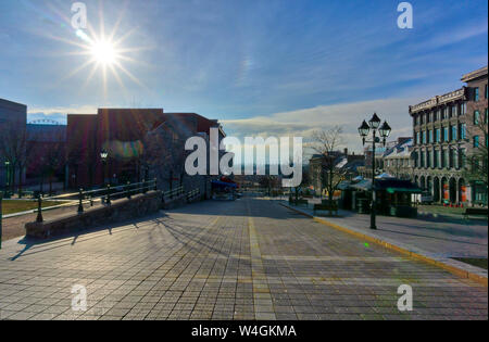 Canada, Quebec, Montreal, Old Port against the sun Stock Photo