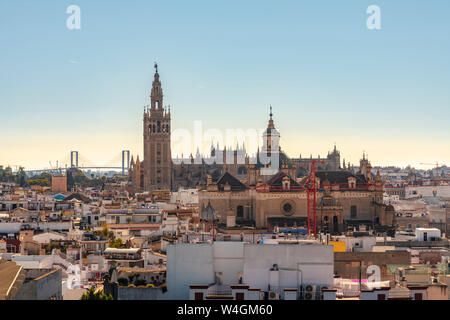 Cityscape with Cathedral of Seville with La Giralda, Seville, Spain