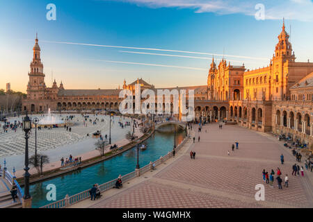 Long exposure of The Plaza de Espana, Seville, Spain Stock Photo