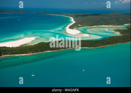 Aerial shot of Whitehaven Beach, Whitsunday Island, Great Barrier Stock ...