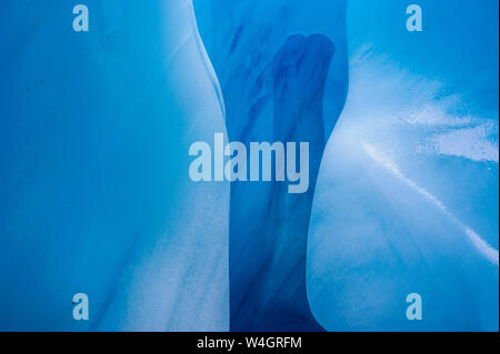 Blue ice in an ice cave in the Fox Glacier, South Island, New Zealand Stock Photo