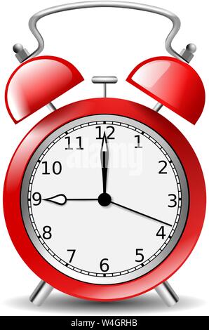 isolated red vintage alarm clock illustration vector Stock Vector