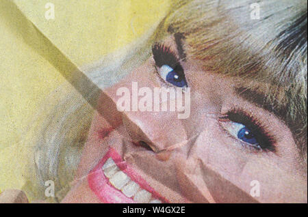 Doris Day photo on a crumpled newspaper Stock Photo