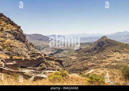 Ancient castle fortress Acrocorinth, Corinth, Greece Stock Photo