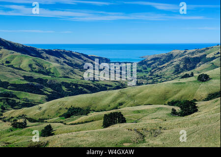 Beautiful scenery in the Banks Peninsula, South Island, New Zealand Stock Photo