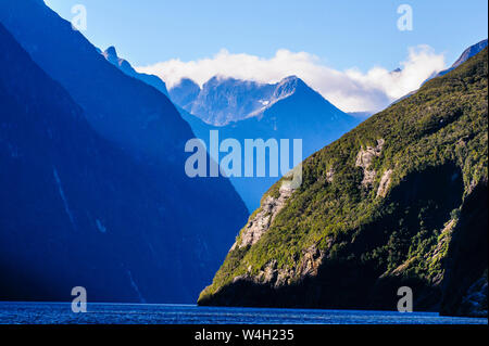 Early morning light in the Milford Sound, South Island, New Zealand Stock Photo