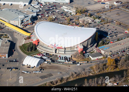 Aerial view of the Saddledome in the city of Calgary, Alberta Canada Stock Photo