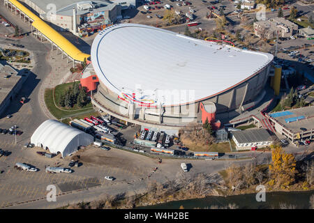 Aerial view of the Saddledome in the city of Calgary, Alberta Canada Stock Photo