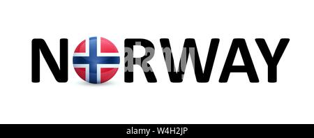 Norway - vector sign with a round flag in the text. Stock Vector