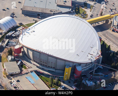 Aerial view of the Saddledome in the city of Calgary, Alberta Canada Stock Photo