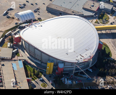 Aerial view of the Saddledome in the city of Calgary, Alberta Canada Stock Photo