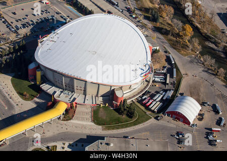 Aerial view of the Saddledome in the city of Calgary, Alberta Canada Stock Photo