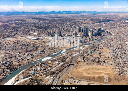 Aerial winter view of Calgary. Stock Photo